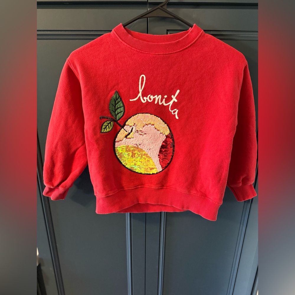 Zara Red Kids Sweatshirt with Sequence Fruit Design